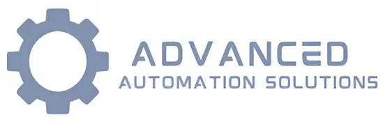 Logo of Advanced Automation Solutions with a stylized gear icon on the left and the company name in blue text on the right.